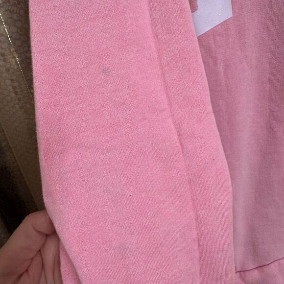 PINK Victorias Secret Light Pink White Logo Pullover Hoodie Sweater Large - Picture 4 of 8